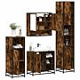 Vidaxl 4 Piece Bathroom Furniture Set Smoked Oak Engineered Wood