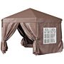 Outsunny 4m X 4m Hexagonal Metal Frame Garden Gazebo Brown