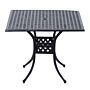 Outsunny 90cm Square Garden Table With Umbrella Hole, Aluminium Grid Motif Outdoor Dining Table For Garden Patio, Black