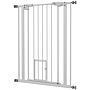 Pawhut Extra Tall Pet Gate, Indoor Dog Safety Gate, With Cat Flap, Auto Close, 74-80cm Wide - White