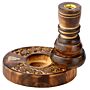 Carved Mango Wood Backflow Incense Burner - Flower Garden