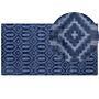 Rug Blue Viscose 80 X 150 Cm Geometric Pattern Hand Woven Flatweave