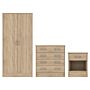 Bardalona Trio Wardrobe, Chest & Bedside Oak Effect