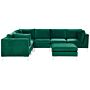 Right Hand Modular Corner Sofa Green Velvet 6 Seater With Ottoman L-shaped Silver Metal Legs