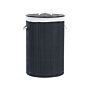 Laundry Basket Bit Black Bamboo Polyester Insert With Removable Lid Handles Modern Design Multifunctional