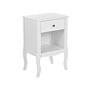 Bedside Table White Mdf Storage Drawer Shelf Curvy Cabriole Legs Metal Knob Handle Scandinavian Design