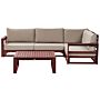 Garden Corner Sofa Set Mahogany Brown And Taupe Acacia Wood Outdoor Left Hand 4 Seater With Coffee Table Cushions