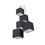 5-light Cluster Pendant Black Lamp Square Fabric Shades