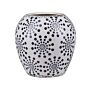 Flower Vase White And Blue Stoneware Distressed Look Dot Pattern Waterproof