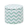 Footstool Green And White Round Storage Stool Chevron Pattern