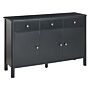 3 Door Sideboard Black Mdf Drawers Cabinets With Shelves Gold Knobs Modern Style Hallway Storage