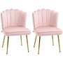 Homcom Shell Luxe Velvet Accent Chair, Chair With Gold Metal Legs, Set Of 2, Pink