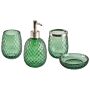 4-piece Bathroom Accessories Set Green Glass Glam Soap Dispenser Soap Dish Toothrbrush Holder Cup