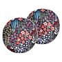 Set Of 2 Outdoor Cushions Multicolour Polyester ⌀ 40 Cm Round Floral Print Pattern Scatter Pillow Garden Patio