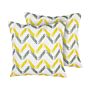 Set Of 2 Garden Cushions Yellow And Grey Multicolour Polyester Chevron Pattern 45 X 45 Cm Modern Outdoor Decoration Water Resistant