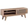 Tv Stand Light Wood Storage Shelf Sideboard Cable Management