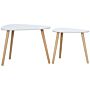 Homcom Modern Side Table Set Of 2, Triangular Nest Of Tables, End Table With Solid Wood Legs White