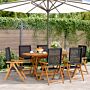 Vidaxl Reclining Garden Chairs 6 Pcs Black Poly Rattan And Solid Wood