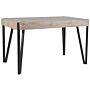 Dining Table Taupe Wood Top Black Metal Legs 130 X 80 Cm 6 Seater Rectangular