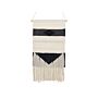 Wall Hanging Beige Cotton Handwoven With Tassels Geometric Pattern Wall Décor Hanging Decoration