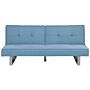 Sofa Bed Blue Fabric Upholstery 3 Seater Reclining Split Backrest