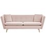 3 Seater Sofa Pink Velvet Fabric Upholstery Button Tufted With Gold Legs Beliani