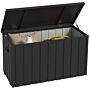 Outsunny 450l Galvanised Steel Garden Storage Box, With Wheels - Dark Grey