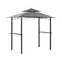 Gazebo Grey Fabric Black Steel 240 X 148 Cm Metal Frame Canopy With Hooks And Shelves Garden Pavilion