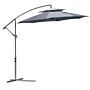 Outsunny 2.7m Garden Banana Parasol Cantilever Umbrella With Crank Handle, Double Tier Canopy And Cross Base, Hanging Sun Shade, Dark Grey