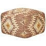 Pouffe Multicolour Jute Wool 50 X 50 X 30 Cm Geometric Pattern Square Boho Modern Footstool Upholstered Seat Beliani