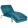 Chaise Lounge Teal Velvet Tufted Adjustable Back And Legs