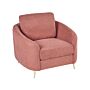 Armchair Fabric Pink Gold Metal Legs Club Chair Curvy