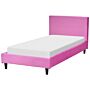 Eu Double Size Panel Bed 3ft Fuchsia Pink Velvet Slatted Frame