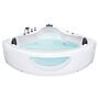 Corner Whirlpool Bath White Sanitary Acrylic With Led Lights 10 Massage Jets 190 X 138 Cm