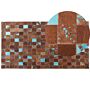 Rug Brown And Blue Leather 80 X 150 Cm Cowhide Hand Crafted