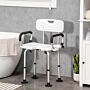 Homcom Shower Chair, Height Adjustable Shower Stool With Back And Flipped Padded Arms, Suction Foot Pads, White