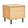 Bedside Table Light Wood Particle Board With 1 Drawer Metal Black Legs Minimalistic Contemporary Bedroom Piece