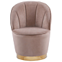 Armchair Beige Velvet Gold Metal Base Round Accent Tub Chair