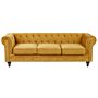 Chesterfield Sofa Mustard Yellow Velvet Fabric Upholstery Black Legs 3 Seater