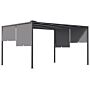 Outsunny 3m X 4m Metal Pergola With Retractable Roof, Outdoor Garden Pergola With Led Lights, Solar Powered, Dark Grey