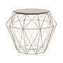 Side Table Light Wood And Golden Metal Base Removable Top Geometric