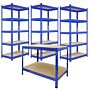 3 X 90cm Q-rax Blue Metal Racking Units & Workbench