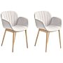 Set Of 2 Dining Chairs Grey Fabric Upholster