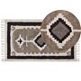 Area Rug Beige Cotton 80 X 150 Cm Tufted Traditional Abstract Pattern Tassels