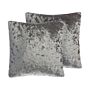 Set Of 2 Decorative Cushions Grey Velvet 45 X 45 Cm Plain Double Sided