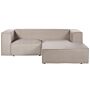 Left Hand 2 Seater Corner Sofa Taupe Velvet Upholstered Low Backrest