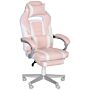 Homcom Faux Leather Reclining Gaming Chair, With Footrest - Pink/white