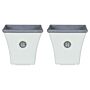 Set Of 2 Plant Pots Planters White Stone Mixture Outdoor Resistances Square 32 X 32 X 31 Cm All-weather