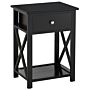 Homcom Traditional Accent End Table With 1 Drawer,x Bar Bottom Storage Shelf, For Room 40l X 30w X 55h Cm - Black