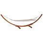 Garden Hammock White Cotton Sling Dark Solid Wood Arc Stand Freestanding